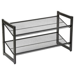 Stackable 2 Tier Metal Shoe Rack Adjustable Shelves Holds 6 To 8 Pairs Space Saving Shoe Organiser Black 31X73X42Cm - thumbnail 6
