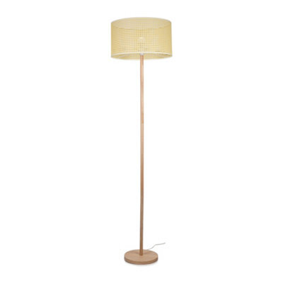 Valuelights Heather Light Wood Floor Lamp And E27 Gls Led 6W Warm White 3000K Bulb - image 1