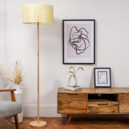 Valuelights Heather Light Wood Floor Lamp And E27 Gls Led 6W Warm White 3000K Bulb - thumbnail 3