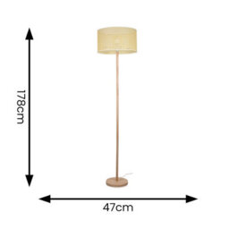 Valuelights Heather Light Wood Floor Lamp And E27 Gls Led 6W Warm White 3000K Bulb - thumbnail 7