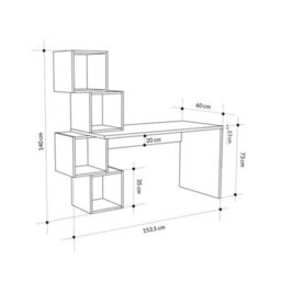 Decortie Balance Modern Desk White, Oak With Shelves 153.5(W)Cm - thumbnail 2