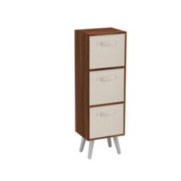 Urbn-Living Urbnliving 80Cm Height 3 Tier Teak Wooden Storage Bookcase Scandinavian Style White Legs With Cream Inserts - thumbnail 2