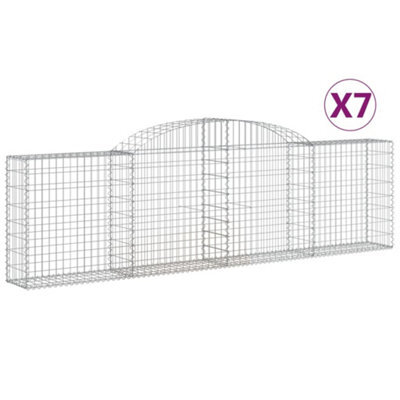 Berkfield Durable Arched Gabion Baskets 7 Pcs 300X30X80/100 Cm Galvanised Iron - image 1
