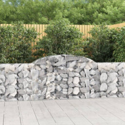 Berkfield Durable Arched Gabion Baskets 7 Pcs 300X30X80/100 Cm Galvanised Iron - thumbnail 2