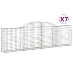 Berkfield Durable Arched Gabion Baskets 7 Pcs 300X30X80/100 Cm Galvanised Iron - thumbnail 1