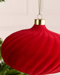 Werchristmas Red Extra Large Velvet Bauble Spiral 15 Cm - thumbnail 5