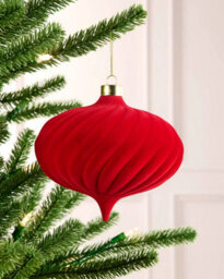 Werchristmas Red Extra Large Velvet Bauble Spiral 15 Cm - thumbnail 2