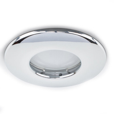 Valuelights Downlight Fire Rated Ip65 Chrome Ceiling Light Fitting 6 Pack With Warm White Bulbs - image 1