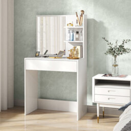 Homcom Dressing Table With Mirror And Storage, Modern Vanity Desk, White - thumbnail 9