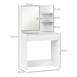 Homcom Dressing Table With Mirror And Storage, Modern Vanity Desk, White - thumbnail 3