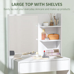 Homcom Dressing Table With Mirror And Storage, Modern Vanity Desk, White - thumbnail 5
