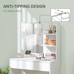 Homcom Dressing Table With Mirror And Storage, Modern Vanity Desk, White - thumbnail 7