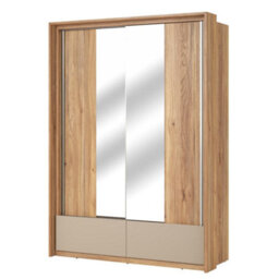 Arte Stylish Oak Mauvella & Congo Impressio 61 Sliding Door Wardrobe W1590mm H2190mm D630mm - Mirrored Doors, Ample Storage - thumbnail 1