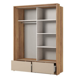 Arte Stylish Oak Mauvella & Congo Impressio 61 Sliding Door Wardrobe W1590mm H2190mm D630mm - Mirrored Doors, Ample Storage - thumbnail 2