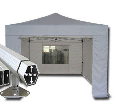 Crocodile Trading 3M X 3M Extreme 50 Commercial Instant Shelter Pop Up Gazebos Frame, Canopy & Sides - White - image 1