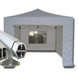 Crocodile Trading 3M X 3M Extreme 50 Commercial Instant Shelter Pop Up Gazebos Frame, Canopy & Sides - White - thumbnail 1