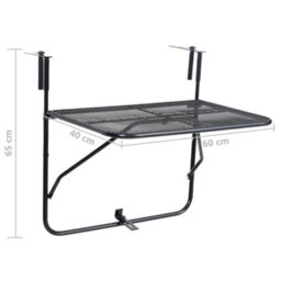 Vidaxl Balcony Table Black 60X40 Cm Steel - thumbnail 9