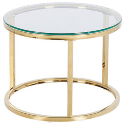 Beliani Glamour 2-Piece Nesting Tables Gold Stainless Steel Frame - Round Tempered Glass Tops, Hairpin Legs - thumbnail 5