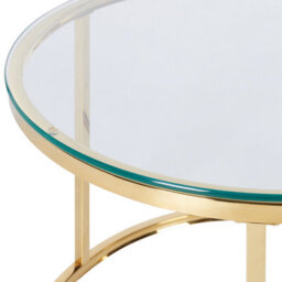 Beliani Glamour 2-Piece Nesting Tables Gold Stainless Steel Frame - Round Tempered Glass Tops, Hairpin Legs - thumbnail 6
