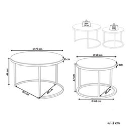 Beliani Glamour 2-Piece Nesting Tables Gold Stainless Steel Frame - Round Tempered Glass Tops, Hairpin Legs - thumbnail 4