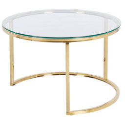 Beliani Glamour 2-Piece Nesting Tables Gold Stainless Steel Frame - Round Tempered Glass Tops, Hairpin Legs - thumbnail 3