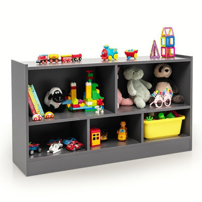 Costway Kids Storage Shelf Unit 5-Cubby Wooden Children Bookcase Toy Storage Organizer - image 1