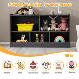 Costway Kids Storage Shelf Unit 5-Cubby Wooden Children Bookcase Toy Storage Organizer - thumbnail 5