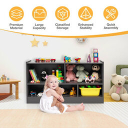Costway Kids Storage Shelf Unit 5-Cubby Wooden Children Bookcase Toy Storage Organizer - thumbnail 6