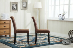 Set Of 2 Tufted Button Back Suede Fabric Dining Chairs Brown By Mcc Direct - thumbnail 2