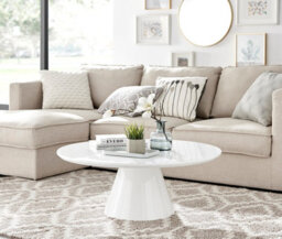 Furniturebox Palma Round White Gloss Coffee Table With Pedestal Pillar Base For Modern Minimalist Living Room