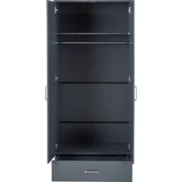 Seconique Dakota 2 Door 1 Drawer Mirrored Wardrobe - Dark Grey - thumbnail 4