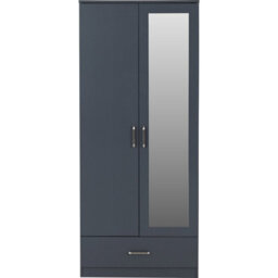 Seconique Dakota 2 Door 1 Drawer Mirrored Wardrobe - Dark Grey - thumbnail 3
