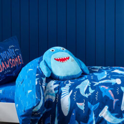 Catherine Lansfield Kids Sheldon The Shark 3D Shaped Cushion Navy Blue - thumbnail 3