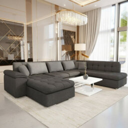 Niko Bis U Shaped Fold Out Corner Sofa Bed For Living Room With Storage Graphite Left