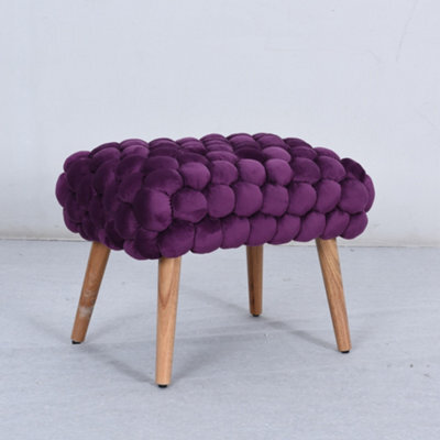 Cushla Bubbly Velvet Small Footstool - Purple - image 1