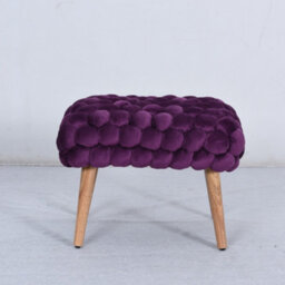 Cushla Bubbly Velvet Small Footstool - Purple - thumbnail 2