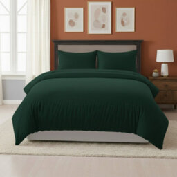 Embossed Stripe Duvet Cover Soft Microfibre Bedding With Pillowcases Green - thumbnail 1