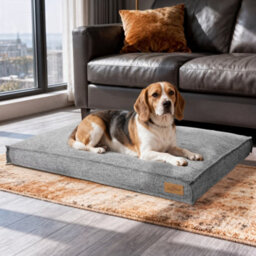 Bingopaw Orthopedic Foam Dog Bed, 88X59X10Cm Linen Calming Surface Waterproof Comfort Mattress Pillow