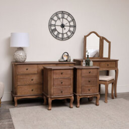 Melody Maison Dark Wood Dressing Table Set, Chest Of Drawers & Pair Of Bedside Tables - Ashwell Range - thumbnail 1
