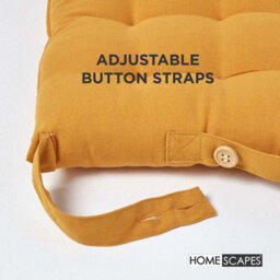 Homescapes Mustard Yellow Seat Pads Or Cotton Chair Cushions 40X40 Cm, Set Of 6 Plain Chair Pads For Dining, Kitchen Or Outdoor - thumbnail 5