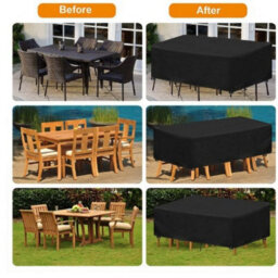 Rectangular Garden Table Cover, Waterproof Furniture 420D Anti-Uv 180X120X74Cm - thumbnail 2