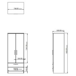 Santander Ready Assembled Traditional Matt Grey & Oak 2 Drawer Tall Double Wardrobe (H)1970mm (W)770mm (D)530mm - thumbnail 5