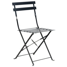 Wyld And Coco Summit Black Metal Folding 3-Piece Bistro Set With Slatted Seats - 2 Chairs And Square Table - thumbnail 3