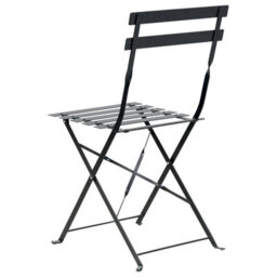 Wyld And Coco Summit Black Metal Folding 3-Piece Bistro Set With Slatted Seats - 2 Chairs And Square Table - thumbnail 5