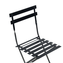 Wyld And Coco Summit Black Metal Folding 3-Piece Bistro Set With Slatted Seats - 2 Chairs And Square Table - thumbnail 8