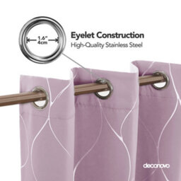 Deconovo Eyelet Room Darkening Curtains, Silver Wave Line Foil Printed Blackout Curtains, W66 X L72 Inch, Baby Pink, 1 Pair - thumbnail 5