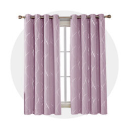 Deconovo Eyelet Room Darkening Curtains, Silver Wave Line Foil Printed Blackout Curtains, W66 X L72 Inch, Baby Pink, 1 Pair - thumbnail 2
