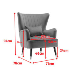 Chenille Fabric Blue Accent Chair With Footstool Camila - Wingback Armchair, Doorstep Delivery - thumbnail 9