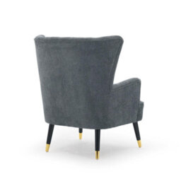 Chenille Fabric Blue Accent Chair With Footstool Camila - Wingback Armchair, Doorstep Delivery - thumbnail 7