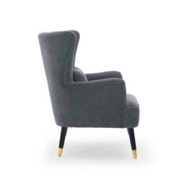 Chenille Fabric Blue Accent Chair With Footstool Camila - Wingback Armchair, Doorstep Delivery - thumbnail 6